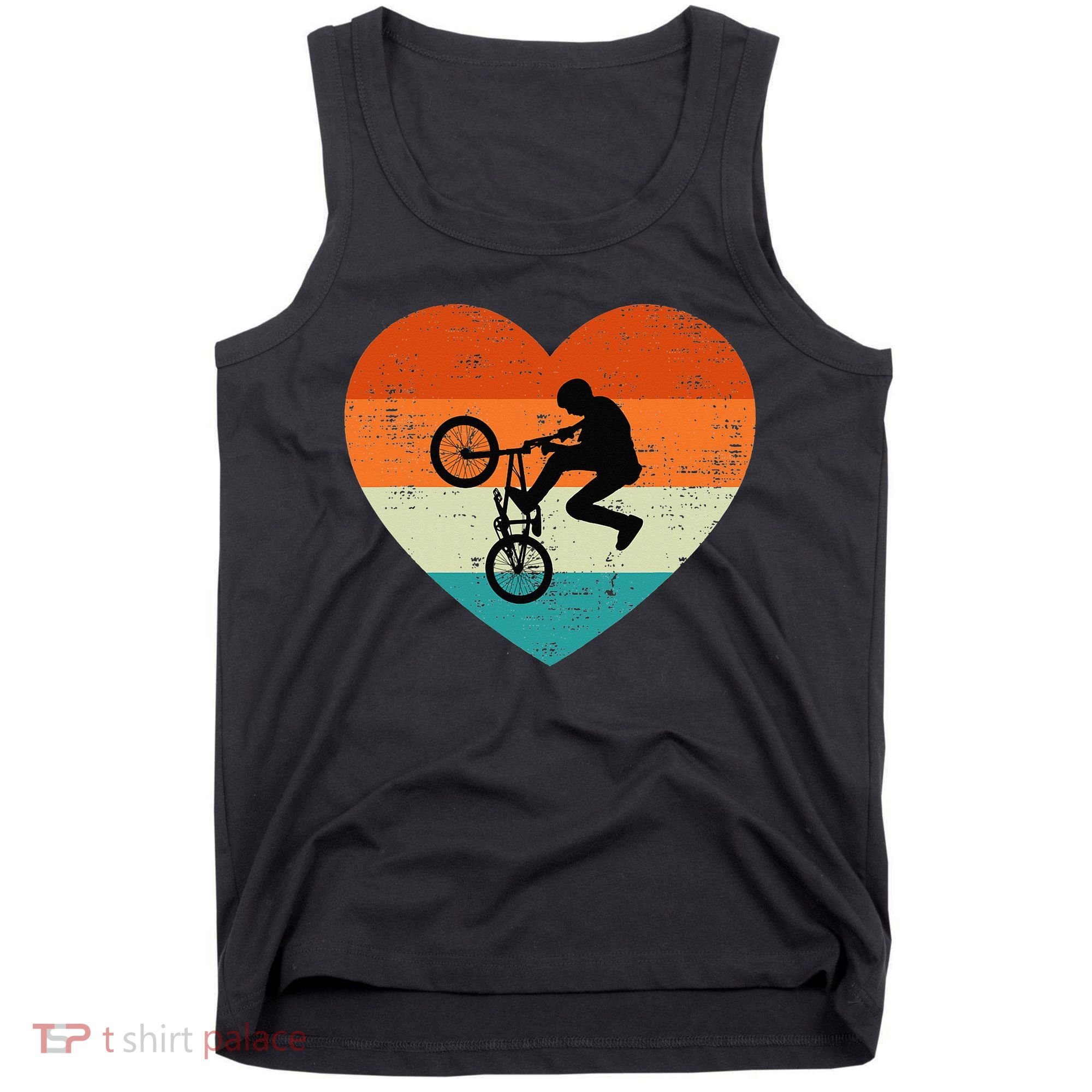 BMX Biker Heart Love Retro Valentines Day Tank Top