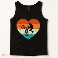 BMX Biker Heart Love Retro Valentines Day Tank Top thumb 2