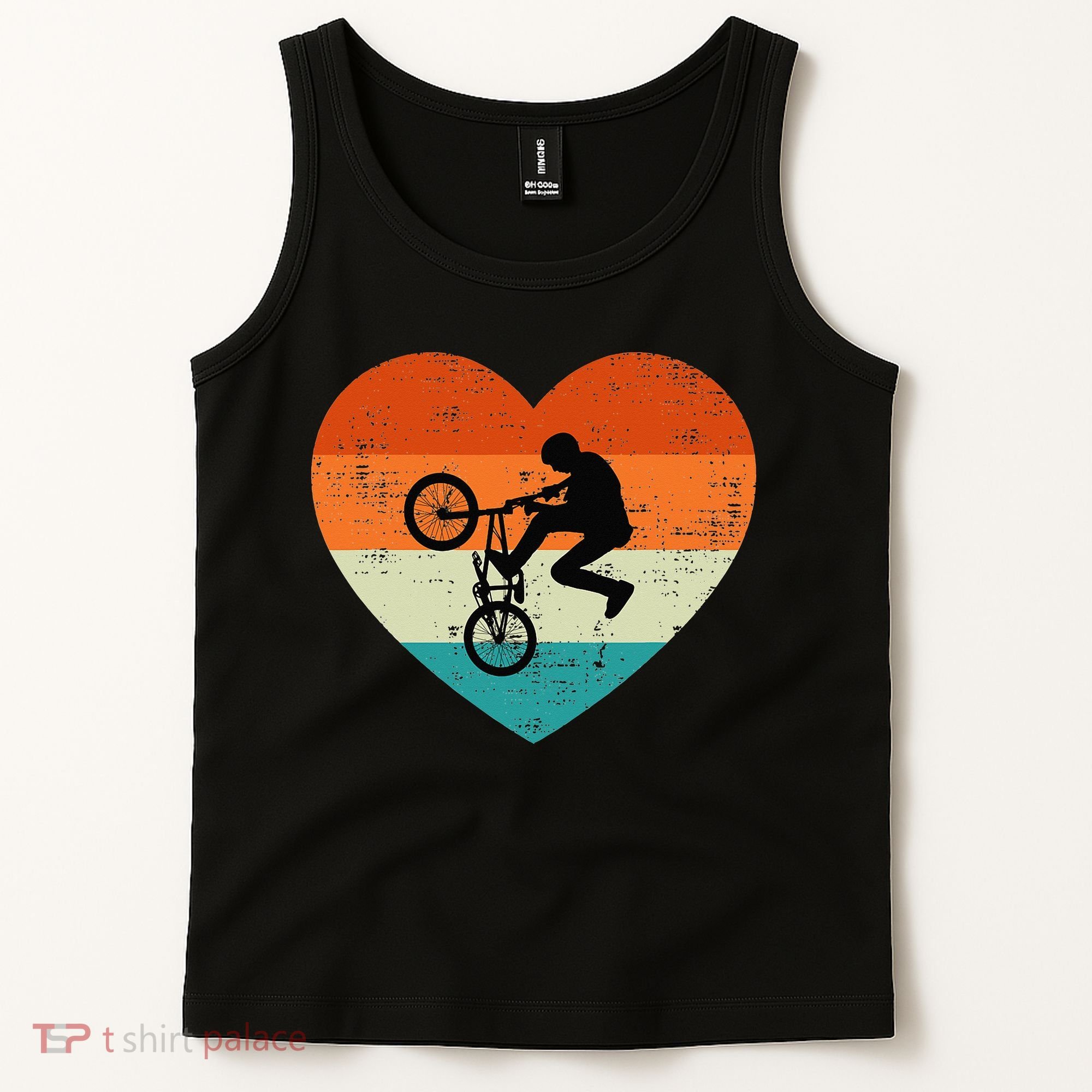 BMX Biker Heart Love Retro Valentines Day Tank Top