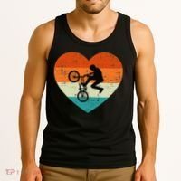 BMX Biker Heart Love Retro Valentines Day Tank Top thumb 3