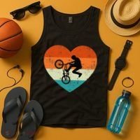 BMX Biker Heart Love Retro Valentines Day Tank Top thumb 4
