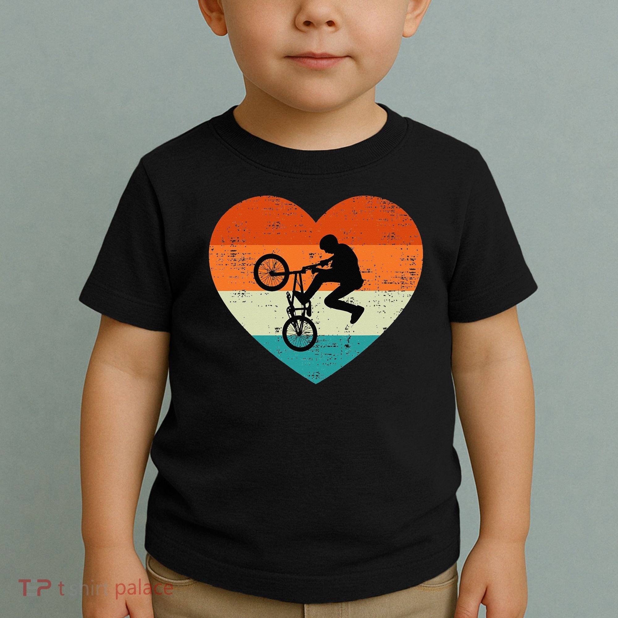 BMX Biker Heart Love Retro Valentines Day Toddler T-Shirt