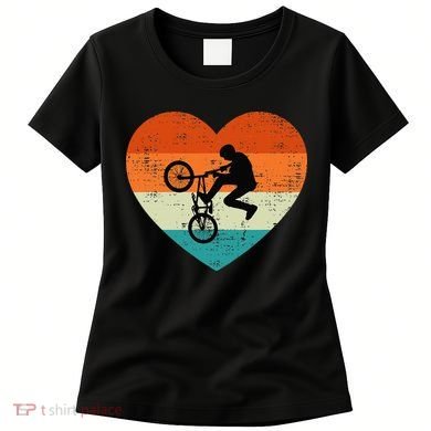 BMX Biker Heart Love Retro Valentines Day Women's T-Shirt