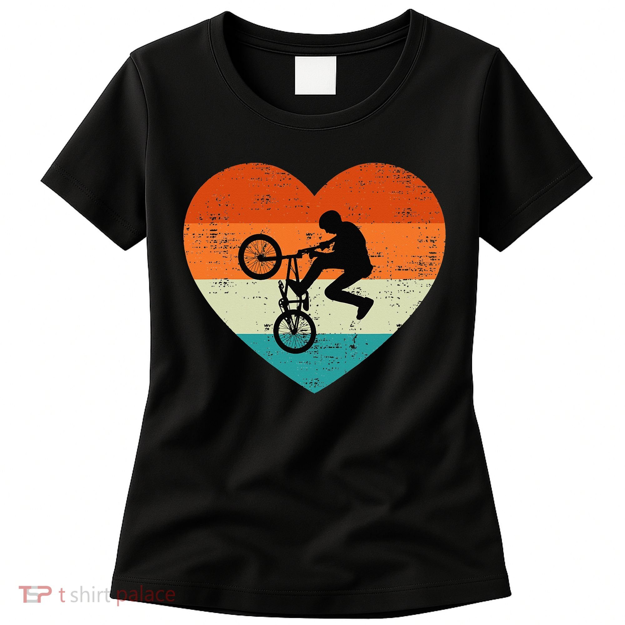 BMX Biker Heart Love Retro Valentines Day Women's T-Shirt