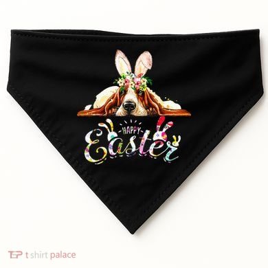 Bunny Basset Hound Lovers With Easter Eggs USA-Made Doggie Bandana