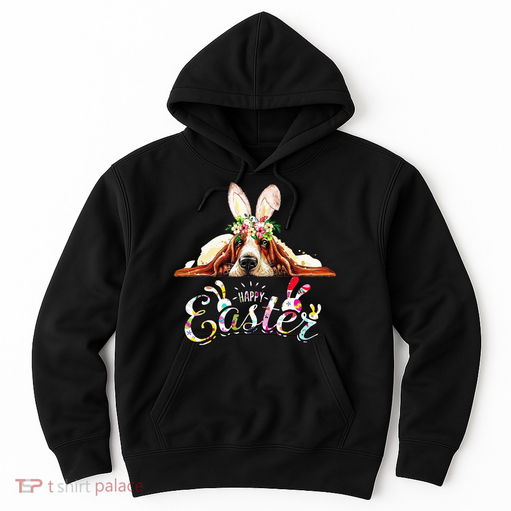 Bunny Basset Hound Lovers With Easter Eggs Hoodie