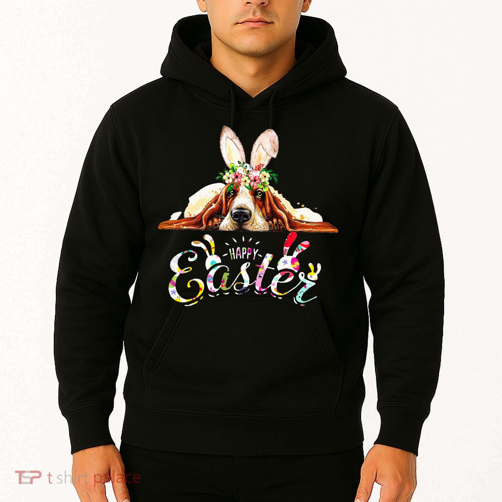 Bunny Basset Hound Lovers With Easter Eggs Hoodie