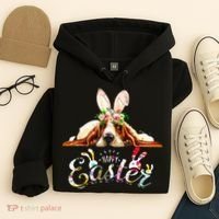 Bunny Basset Hound Lovers With Easter Eggs Hoodie thumb 4