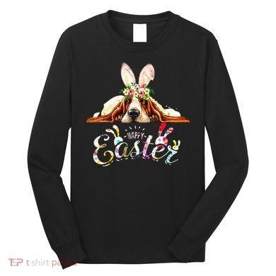 Bunny Basset Hound Lovers With Easter Eggs Long Sleeve Shirt