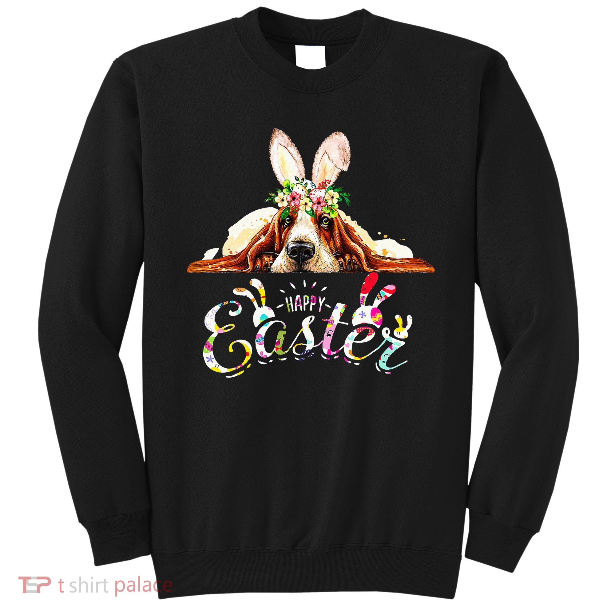 Bunny Basset Hound Lovers With Easter Eggs Sweatshirt