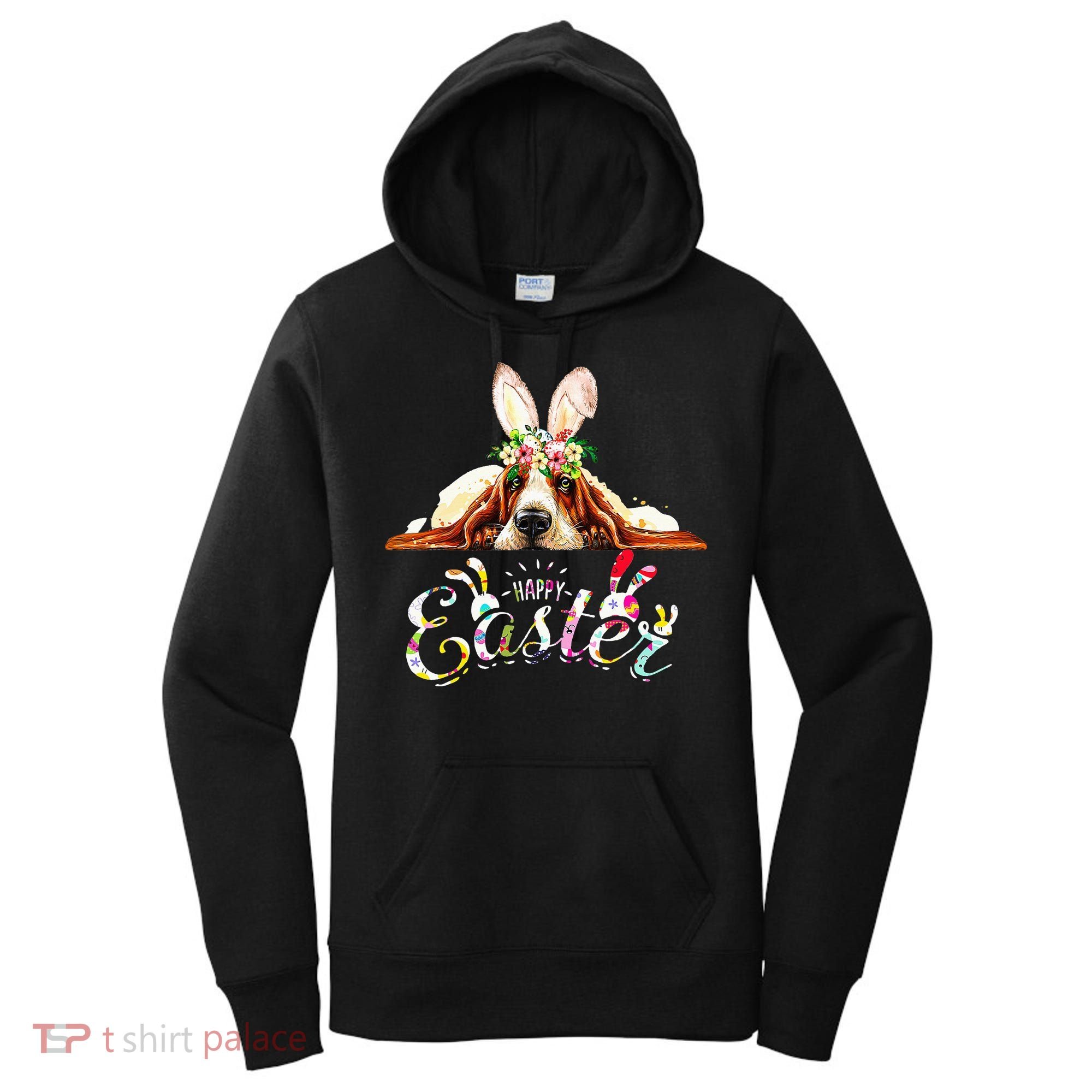 Bunny Basset Hound Lovers With Easter Eggs Women's Hoodie