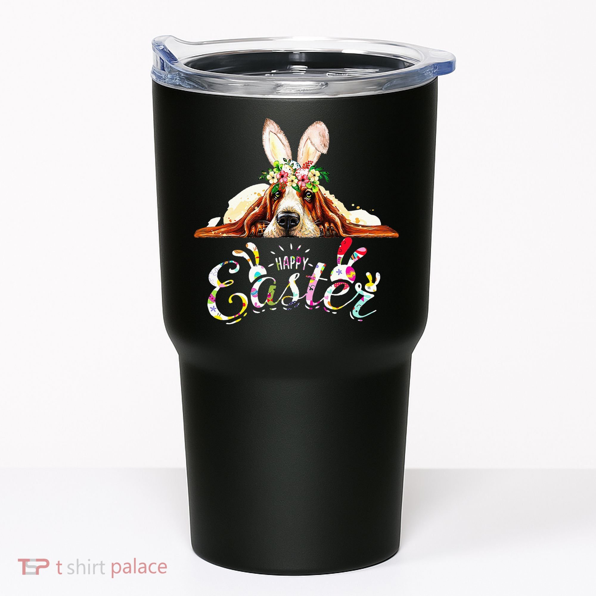 Bunny Basset Hound Lovers With Easter Eggs Tumbler