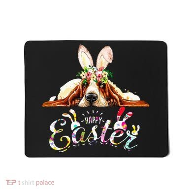 Bunny Basset Hound Lovers With Easter Eggs Mousepad