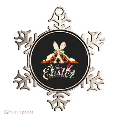 Bunny Basset Hound Lovers With Easter Eggs Ornament