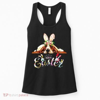 Bunny Basset Hound Lovers With Easter Eggs Women's Tank Top