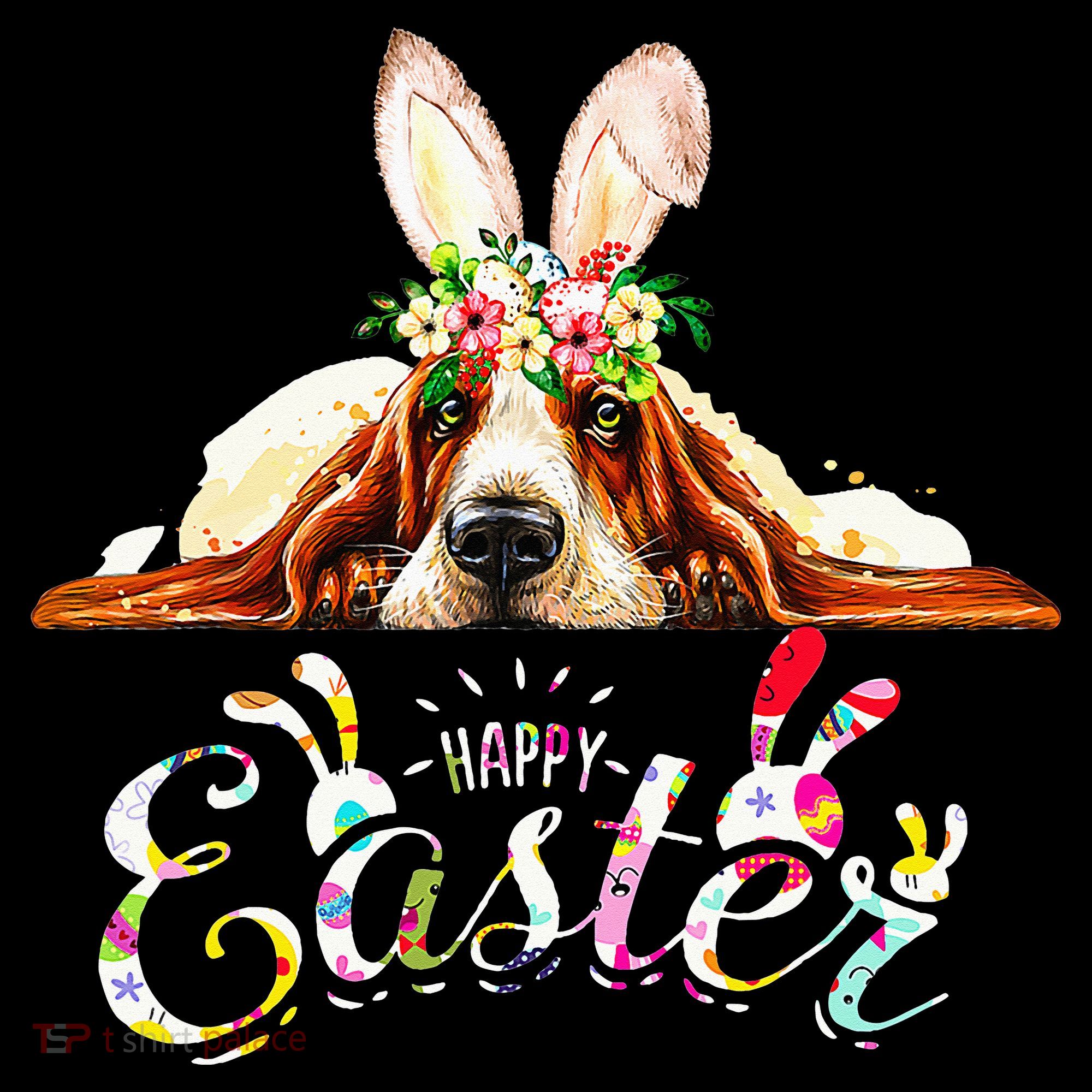 Bunny Basset Hound Lovers With Easter Eggs Tank Top