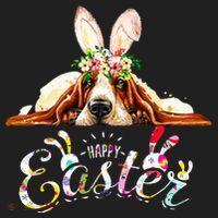 Bunny Basset Hound Lovers With Easter Eggs Golf Towel thumb 3