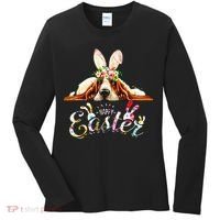 Bunny Basset Hound Lovers With Easter Eggs Women's Long Sleeve Shirt thumb 0