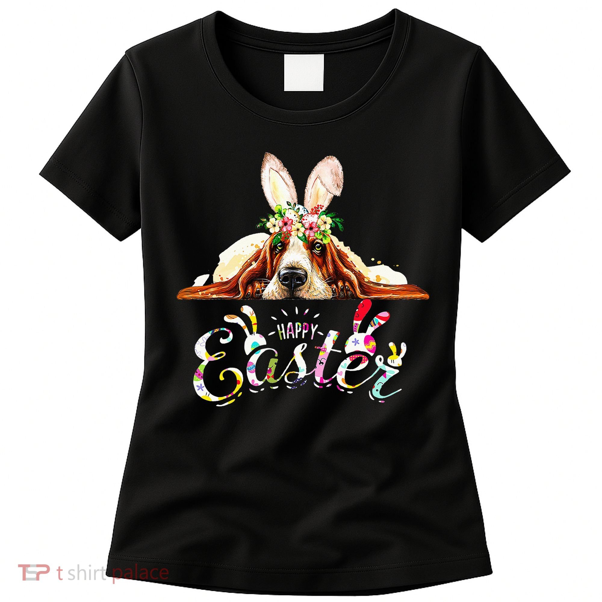 Bunny Basset Hound Lovers With Easter Eggs Women's T-Shirt