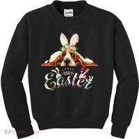 Bunny Basset Hound Lovers With Easter Eggs Kids Sweatshirt thumb 0