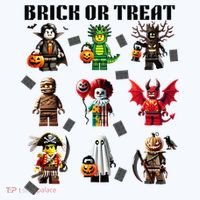 Building Bricks Halloween Brick Or Treat Costume Monsters T-Shirt thumb 7