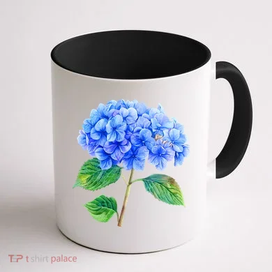 Beautiful Blue Hydrangea Flowers Coffee Mug back