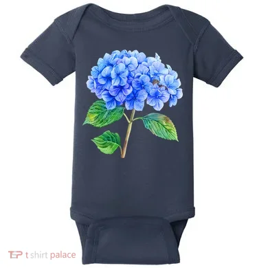 Beautiful Blue Hydrangea Flowers Baby Bodysuit