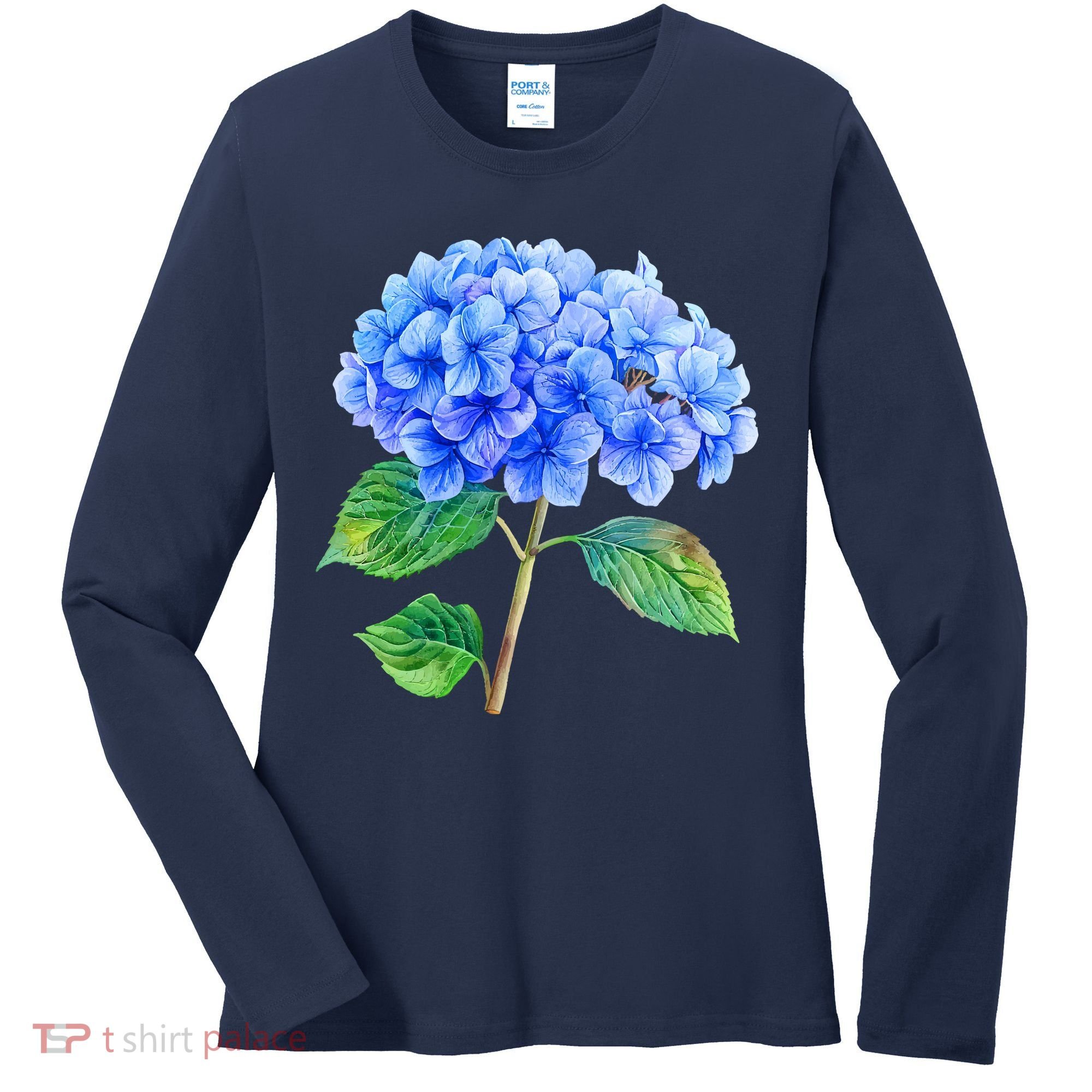 Beautiful Blue Hydrangea Flowers Women's Long Sleeve Shirt