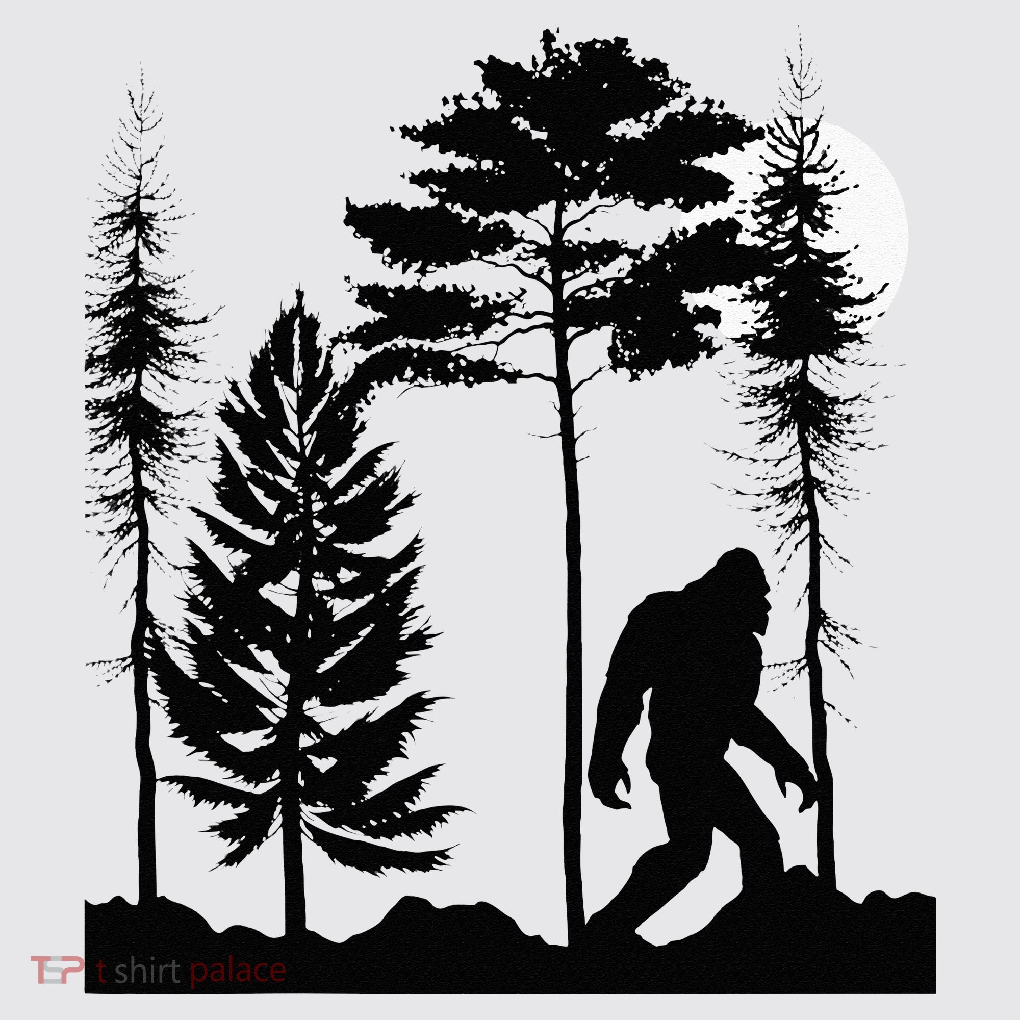 Bigfoo Bigfoot Hiding In Forest At Night Sasquatch Womens Funnel Neck Pullover Hood