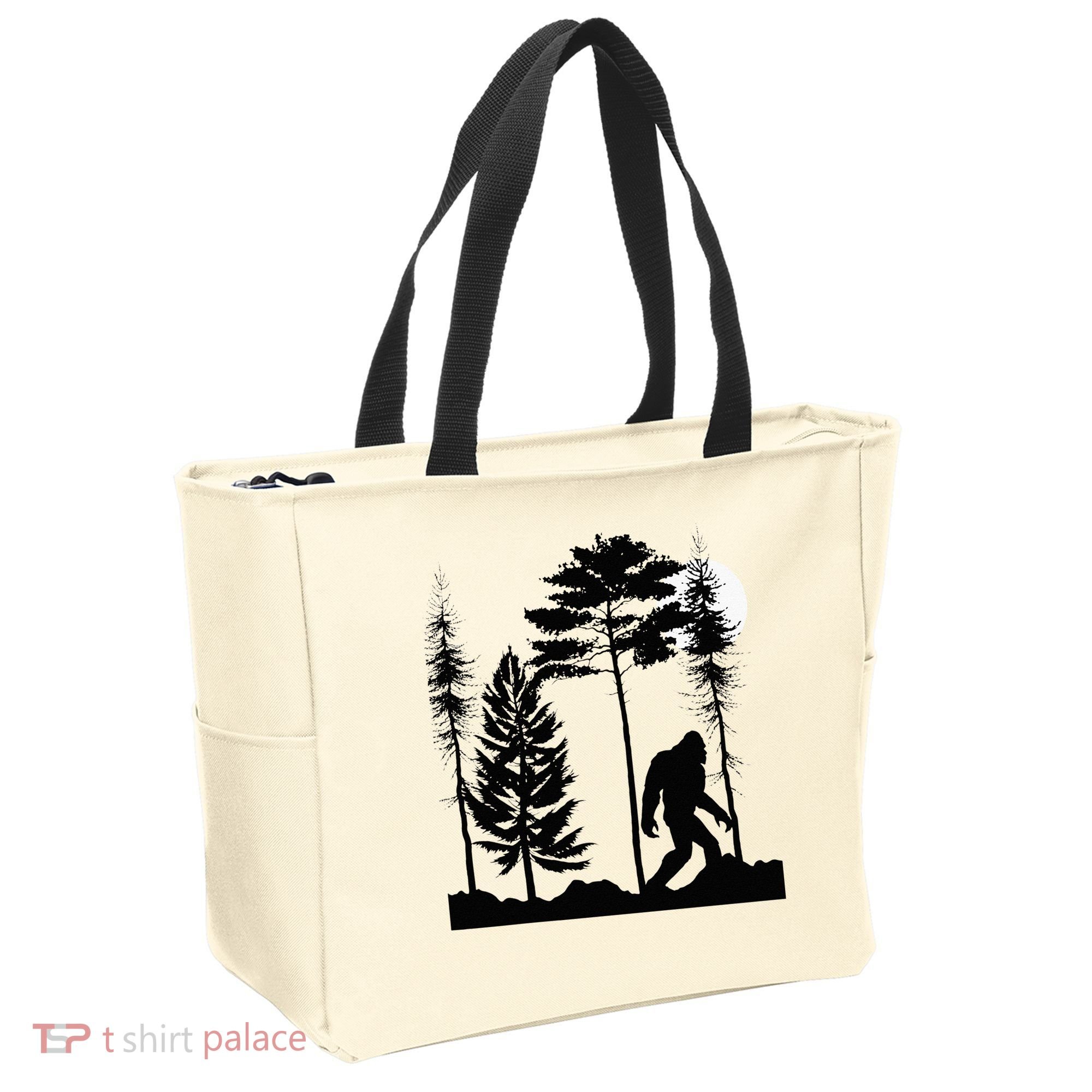 Bigfoo Bigfoot Hiding In Forest At Night Sasquatch Tote Bag