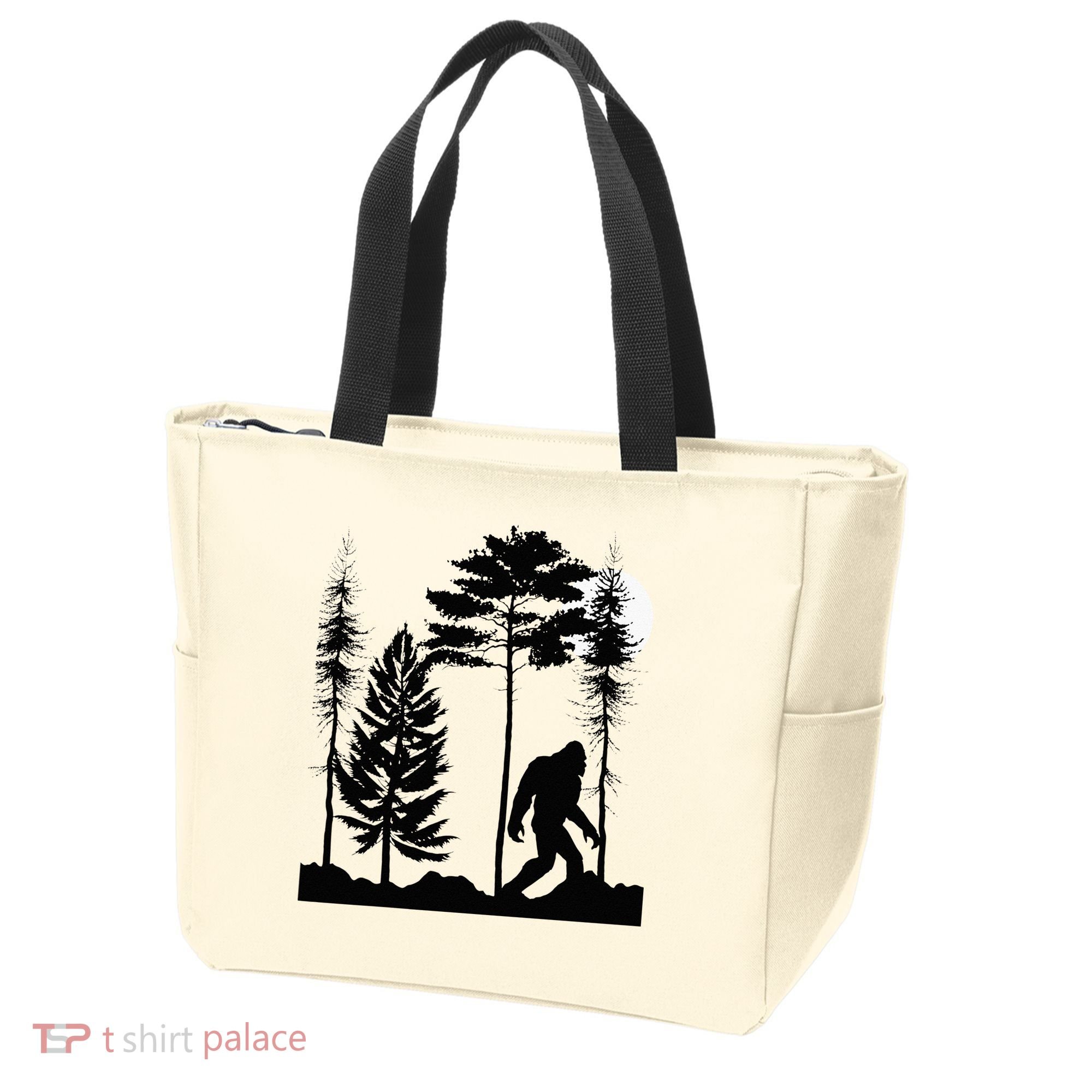 Bigfoo Bigfoot Hiding In Forest At Night Sasquatch Tote Bag