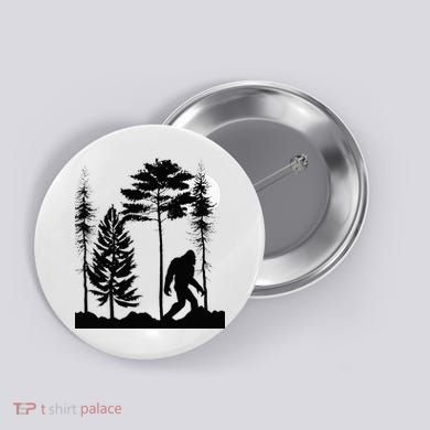 Bigfoo Bigfoot Hiding In Forest At Night Sasquatch Button