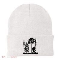 Bigfoo Bigfoot Hiding In Forest At Night Sasquatch Beanie thumb 0
