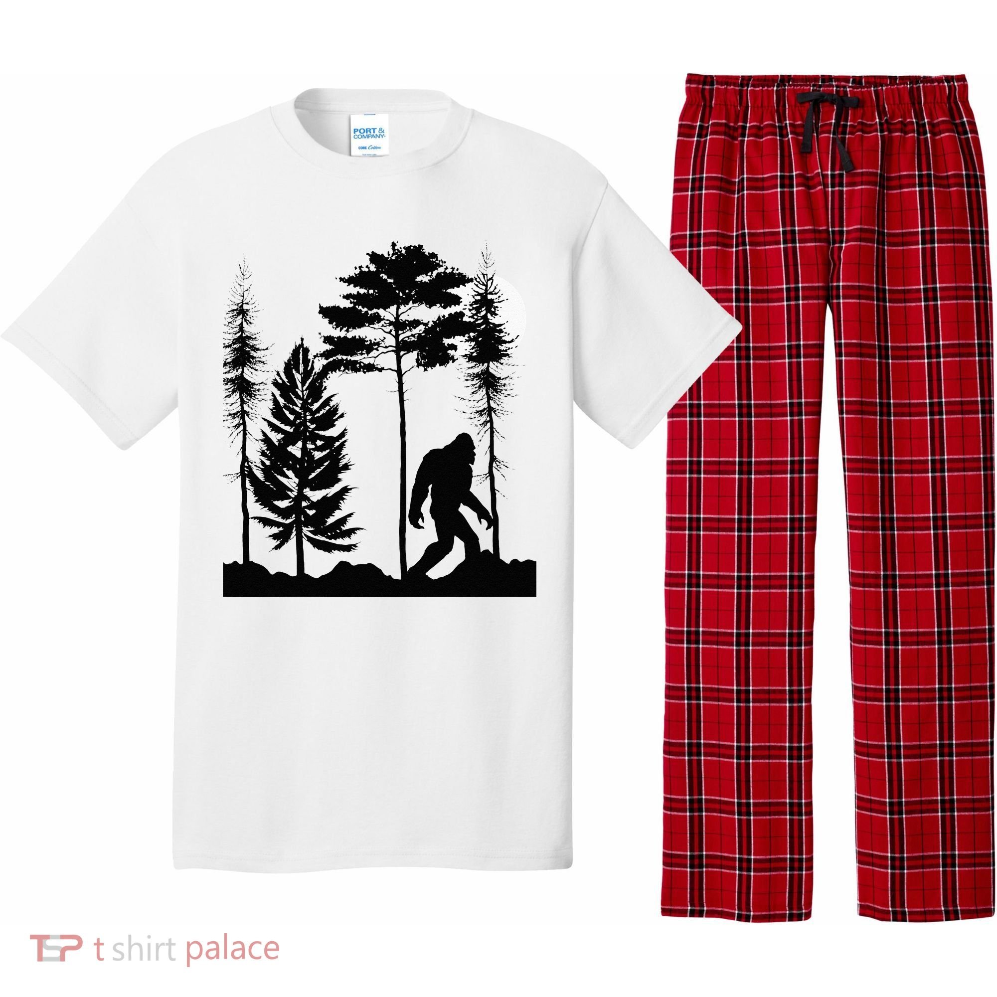 Bigfoo Bigfoot Hiding In Forest At Night Sasquatch Pajama Set