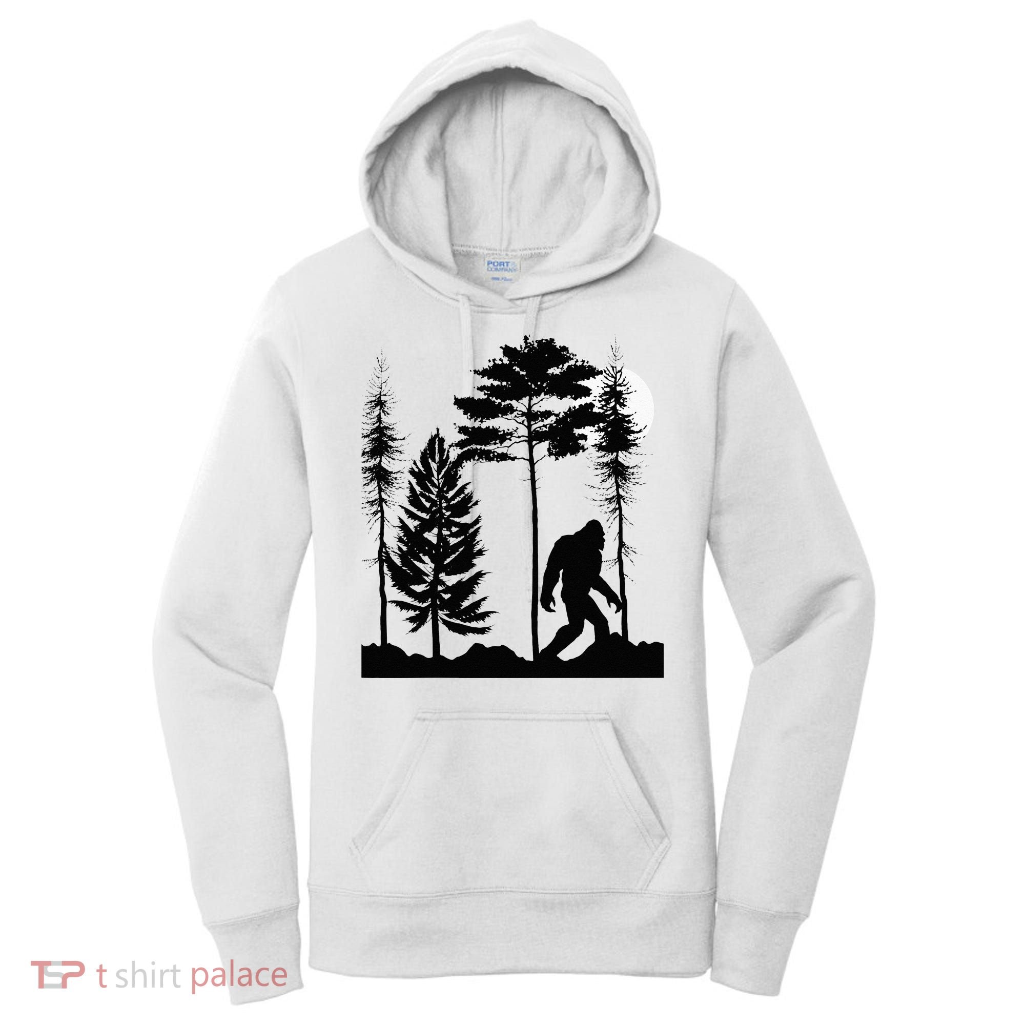 Bigfoo Bigfoot Hiding In Forest At Night Sasquatch Women's Hoodie