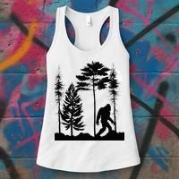 Bigfoo Bigfoot Hiding In Forest At Night Sasquatch Women's Tank Top thumb 3