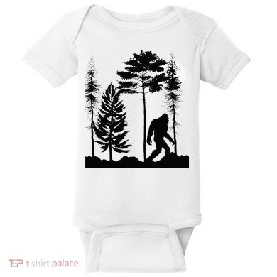 Bigfoo Bigfoot Hiding In Forest At Night Sasquatch Baby Bodysuit