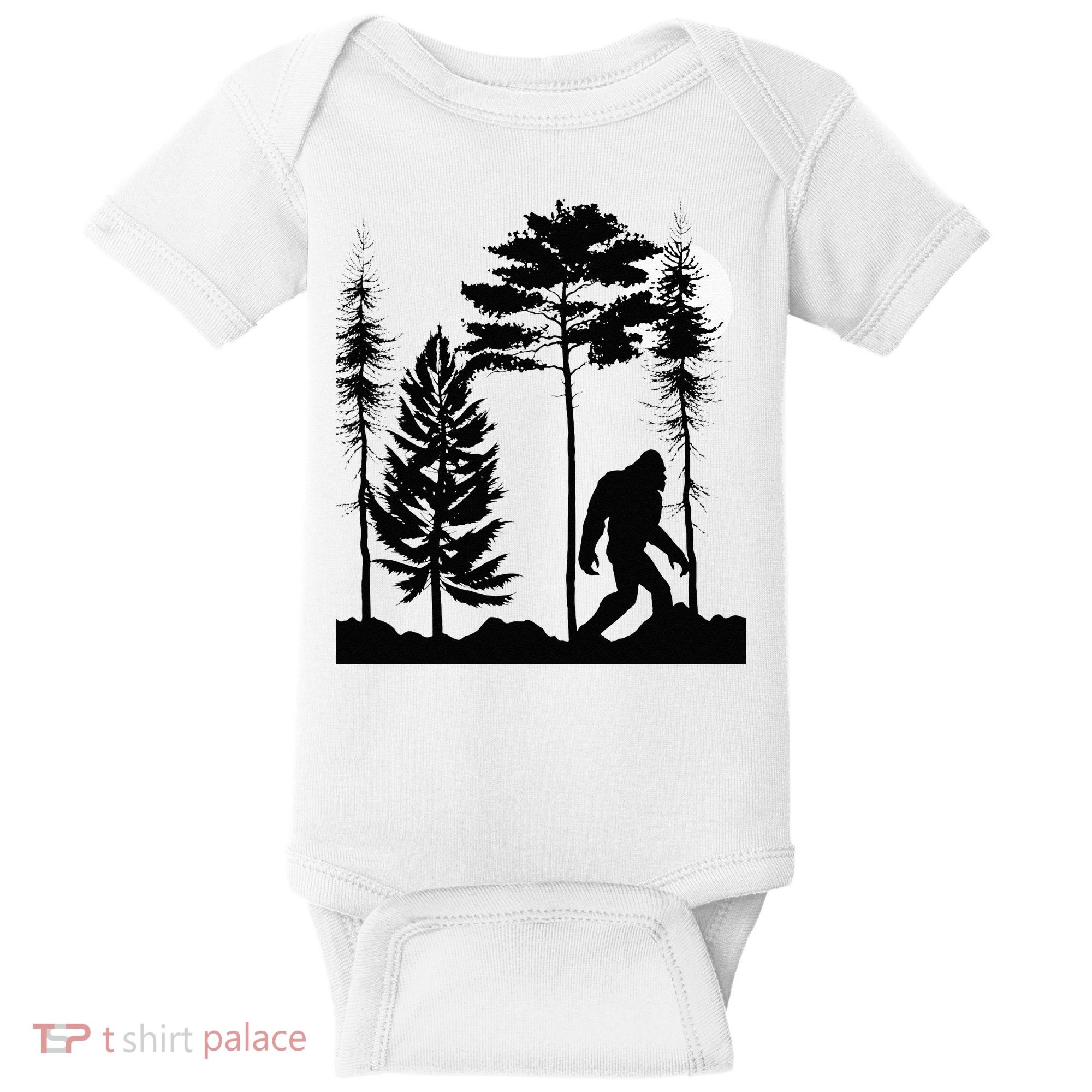 Bigfoo Bigfoot Hiding In Forest At Night Sasquatch Baby Bodysuit
