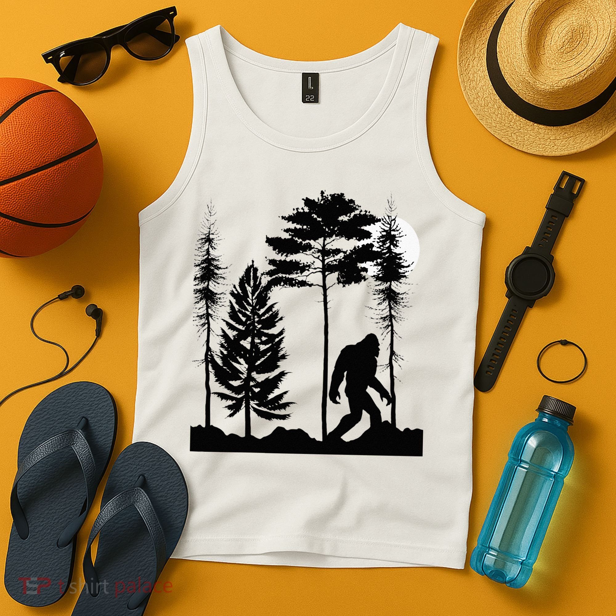 Bigfoo Bigfoot Hiding In Forest At Night Sasquatch Tank Top