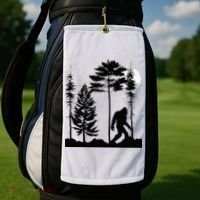 Bigfoo Bigfoot Hiding In Forest At Night Sasquatch Golf Towel thumb 2