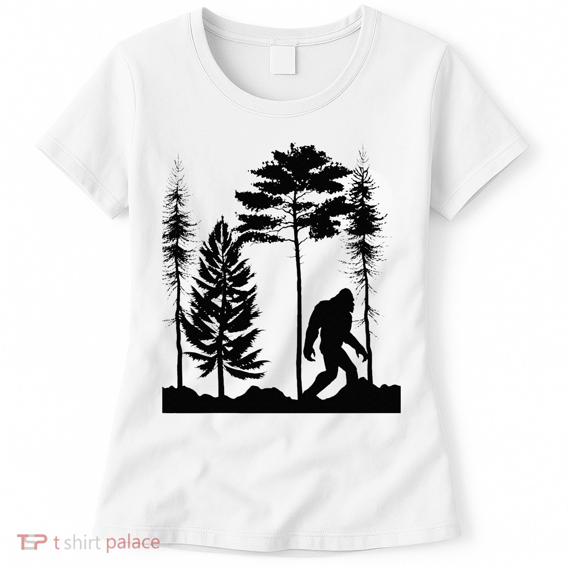 Bigfoo Bigfoot Hiding In Forest At Night Sasquatch Women's T-Shirt
