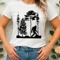 Bigfoo Bigfoot Hiding In Forest At Night Sasquatch Women's T-Shirt thumb 2
