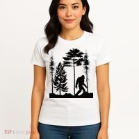 Bigfoo Bigfoot Hiding In Forest At Night Sasquatch Women's T-Shirt thumb 4