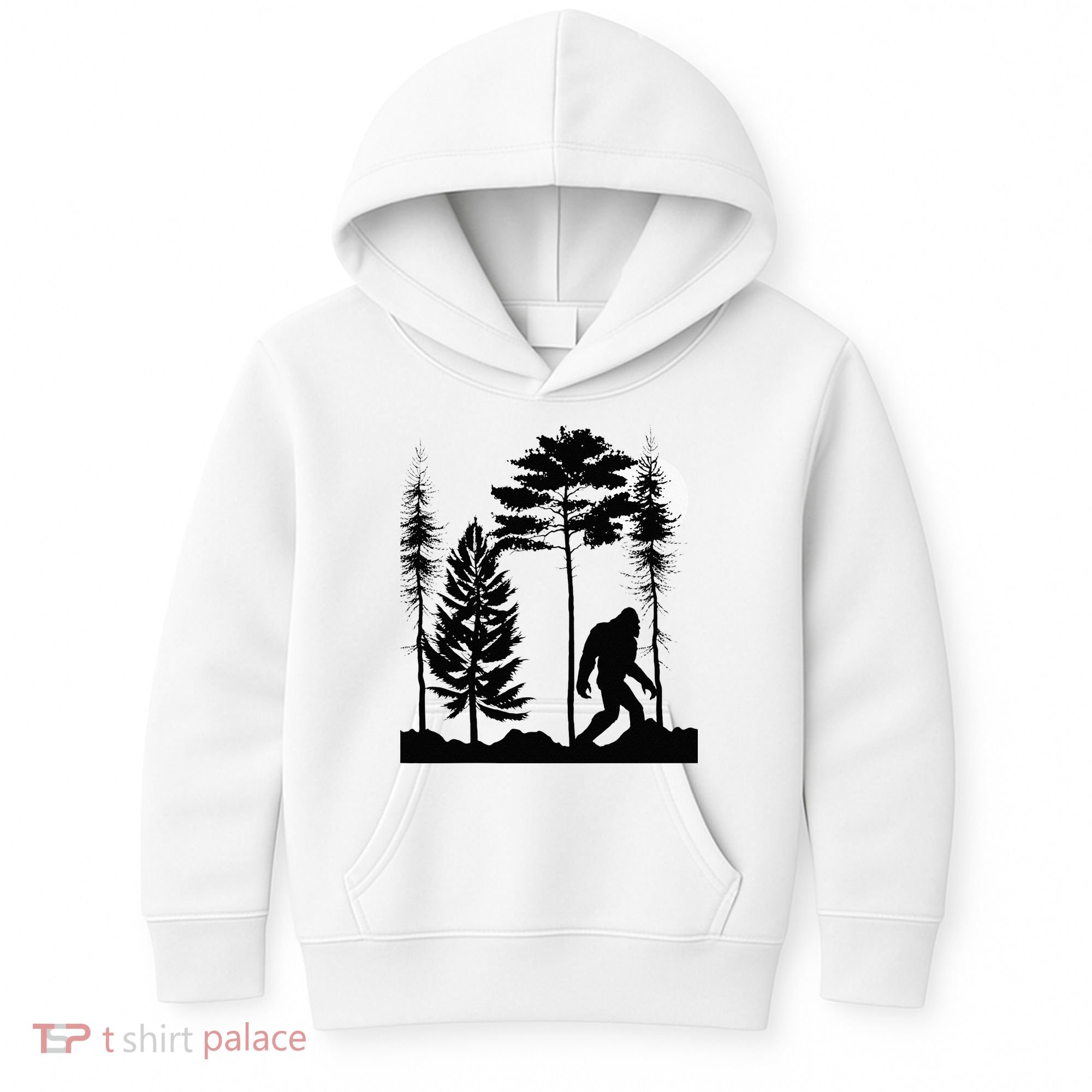 Bigfoo Bigfoot Hiding In Forest At Night Sasquatch Kids Hoodie