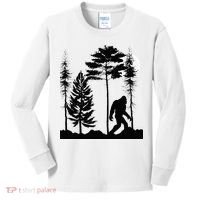 Bigfoo Bigfoot Hiding In Forest At Night Sasquatch Kids Long Sleeve Shirt thumb 0