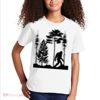 Bigfoo Bigfoot Hiding In Forest At Night Sasquatch Kids T-Shirt thumb 2