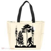 Bigfoo Bigfoot Hiding In Forest At Night Sasquatch Tote Bag thumb 0