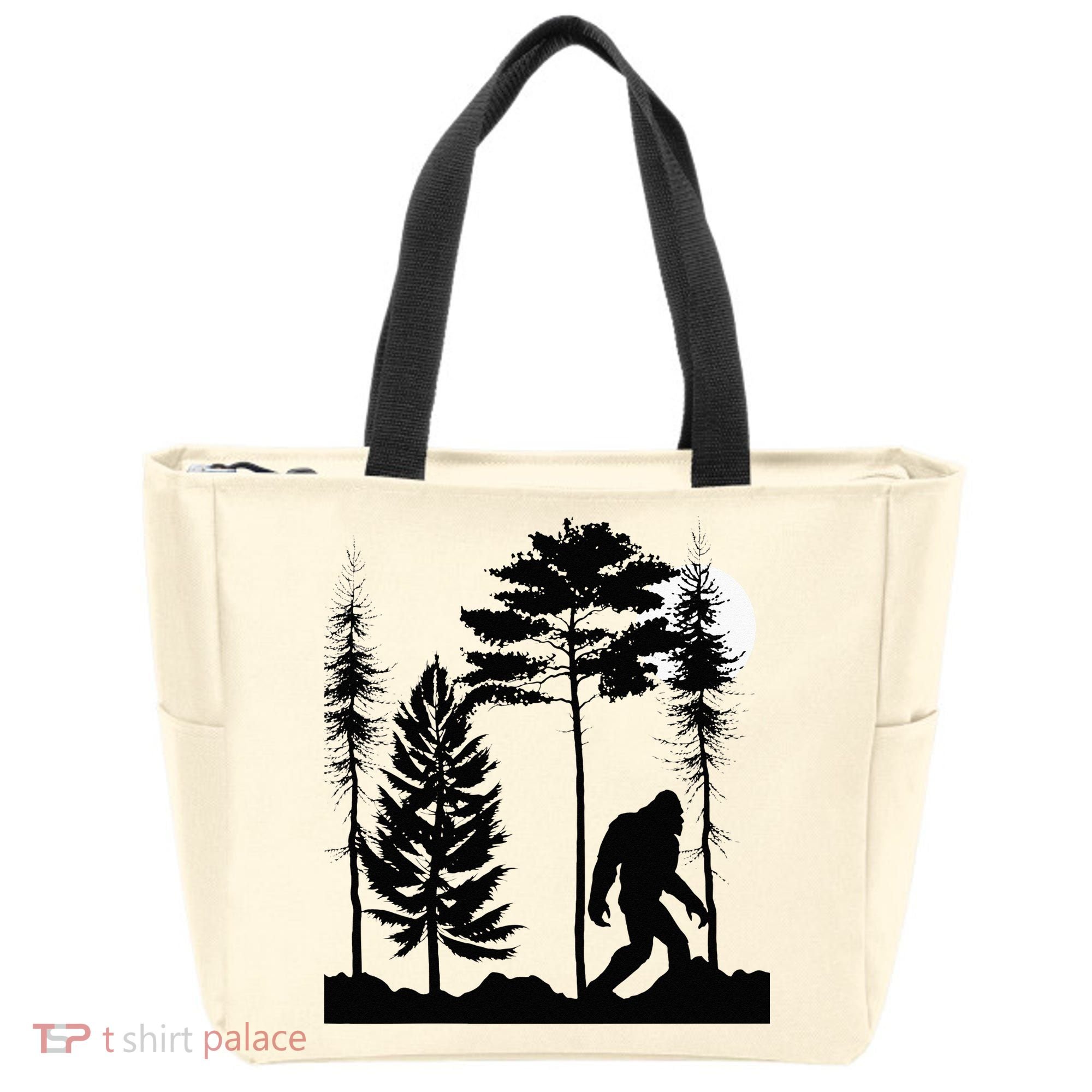 Bigfoo Bigfoot Hiding In Forest At Night Sasquatch Tote Bag
