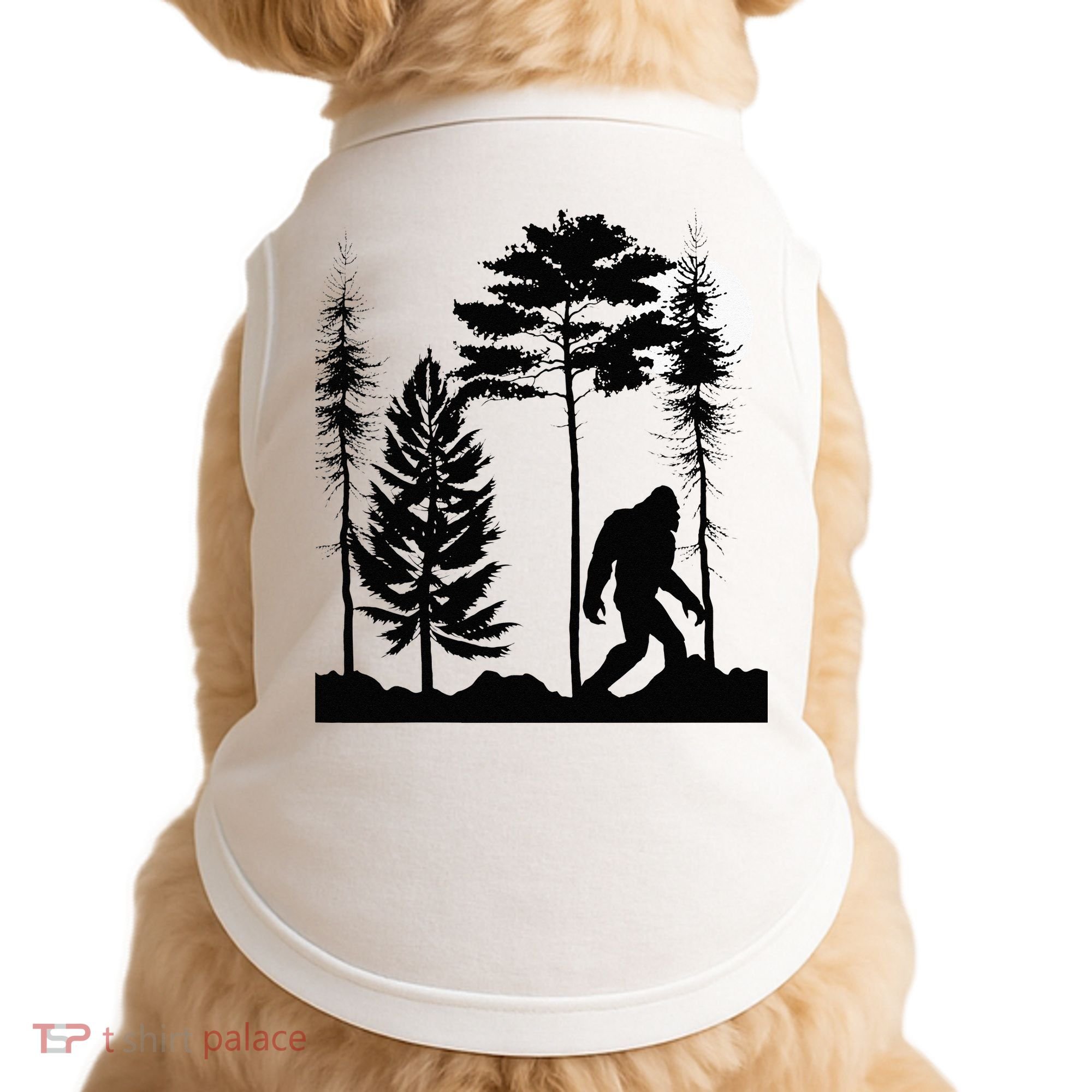 Bigfoo Bigfoot Hiding In Forest At Night Sasquatch Doggie Tank