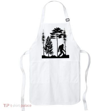 Bigfoo Bigfoot Hiding In Forest At Night Sasquatch Apron